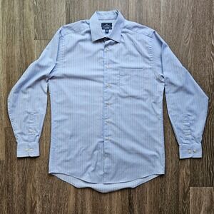 Dockers Men's Medium Blue Striped Button Down Dress Shirt Long Sleeve Casual